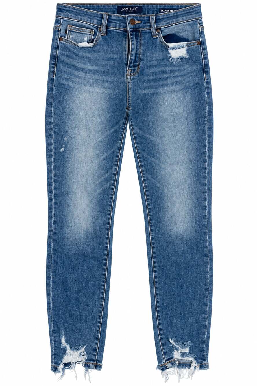 Judy Blue Skinny Fit Jeans Size 9/29 Distressed Raw Hem